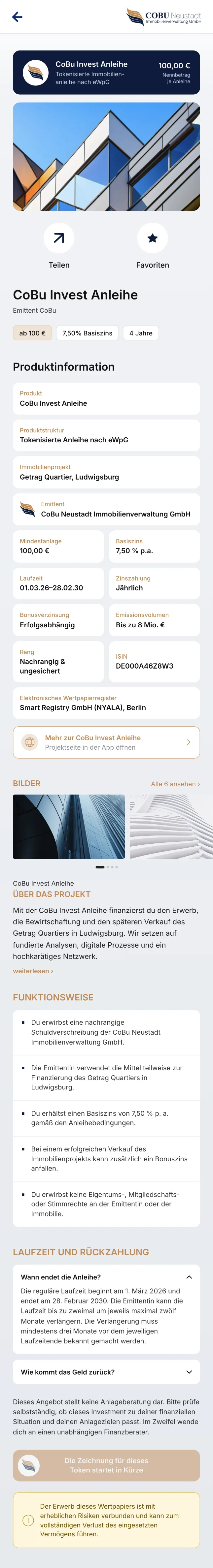 Produktdetail CoBu Invest Anleihe