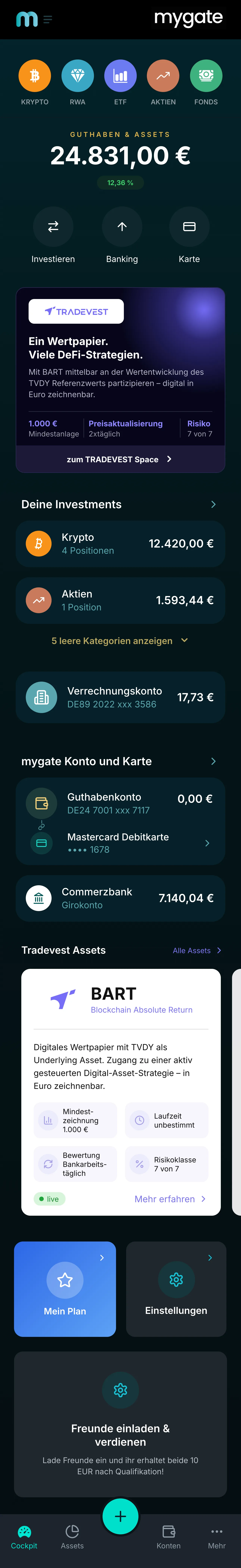 BART Einstieg im myGate Finanzcockpit