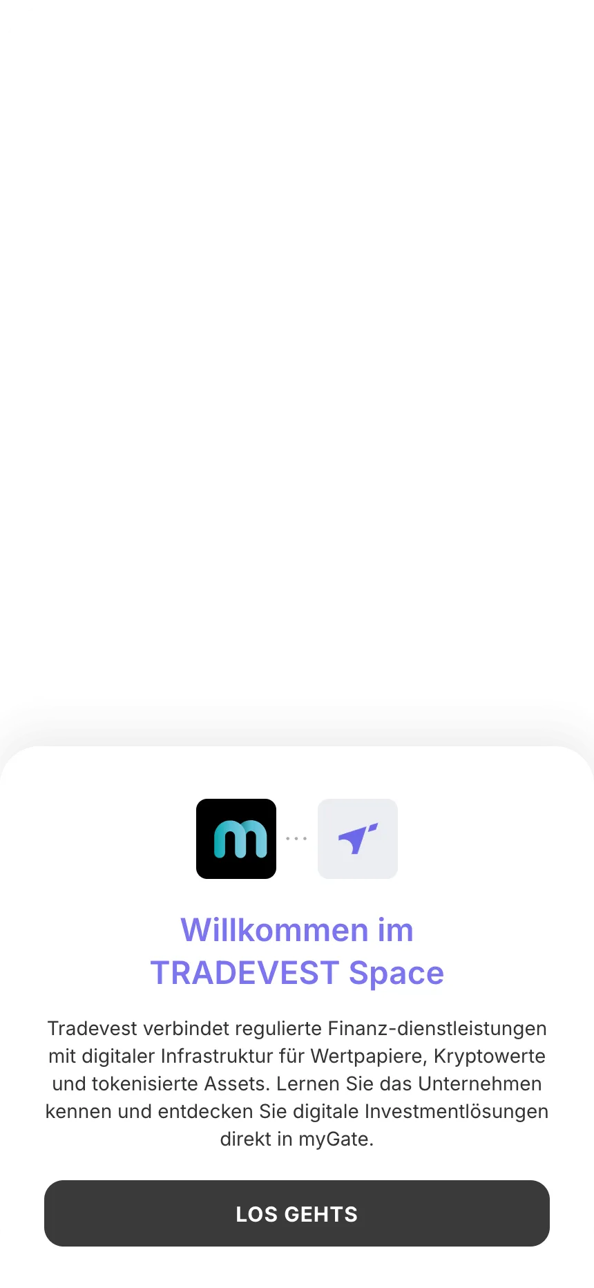 Übergang in den Tradevest Space